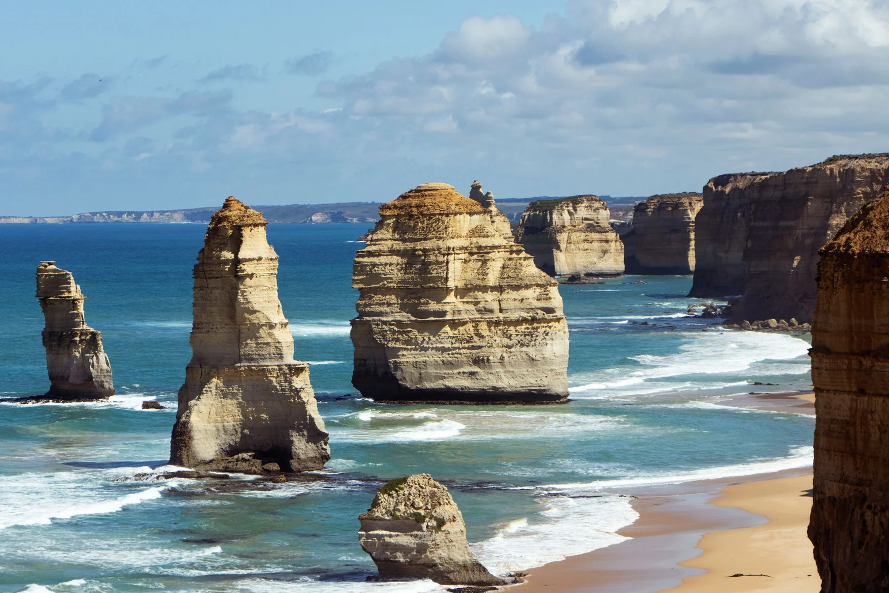 Breathtaking coastal view of the Twelve Apostles limestone stacks in Victoria, Australia.